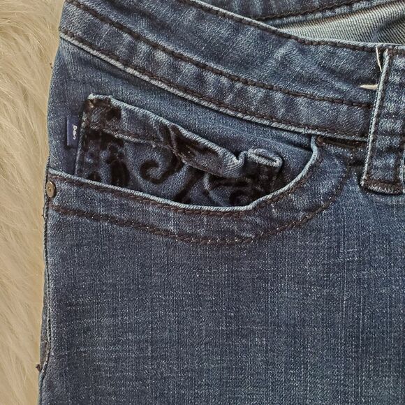 Lee Slender Secret Jeans Size 14S Velour Pockets Lower Waist Boot Cut Stretch - Picture 6 of 12